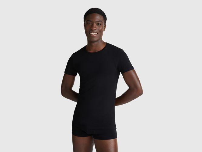 Benetton, T-shirt En Coton Extensible, Taille: XXL, Noir - United Colors of Benetton - Modalova