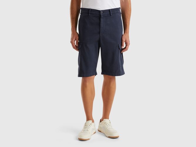 Benetton, Short Cargo En Coton Mélangé, taille, Bleu Foncé - United Colors of Benetton - Modalova