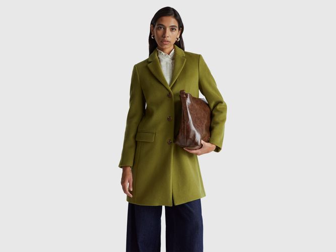 Benetton, Manteau En Laine Mélangée, Kaki - United Colors of Benetton - Modalova