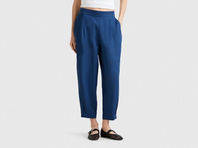 Benetton, Pantalon Doux Pur Lin, taille M, Bleu Horizon - United Colors of Benetton - Modalova