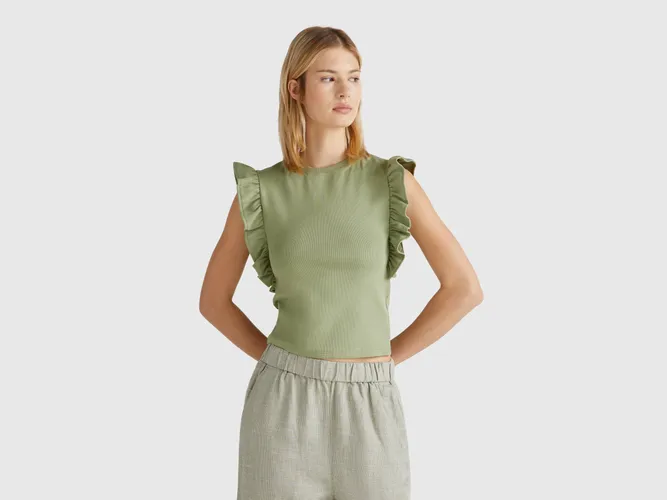 Benetton, T-shirt Coupe Slim À Volants, taille L - United Colors of Benetton - Modalova