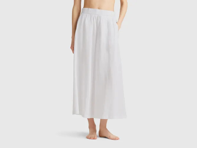 Benetton, Jupe Longue En Pur Lin, taille L, Blanc - United Colors of Benetton - Modalova