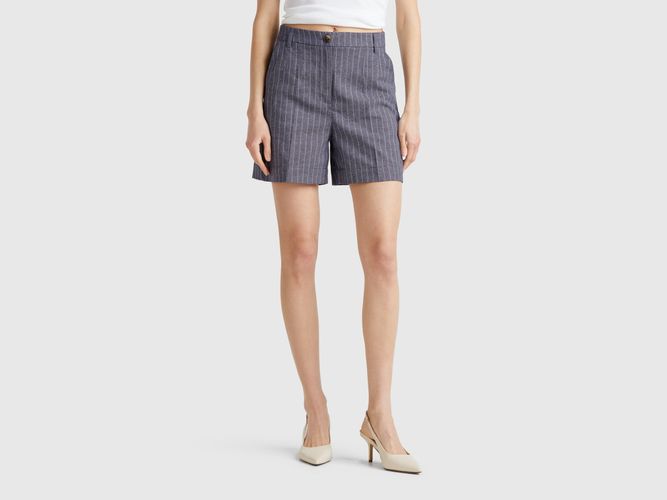 Benetton, Pantalon Court À Fines Rayures, taille, Bleu Foncé - United Colors of Benetton - Modalova