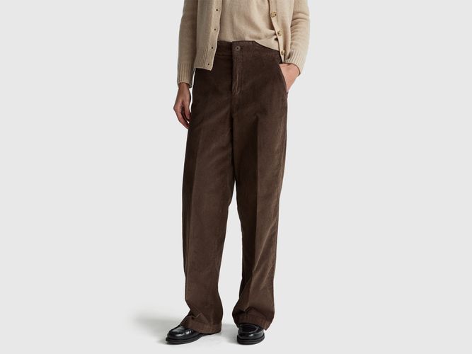 Benetton, Pantalon Large En Velours, Marron - United Colors of Benetton - Modalova