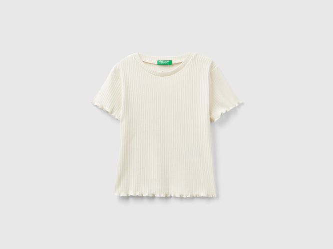 Benetton, Maglietta Manica Corta A Costine, taglia 2XL, Bianco Panna, Bambini - United Colors of Benetton - Modalova