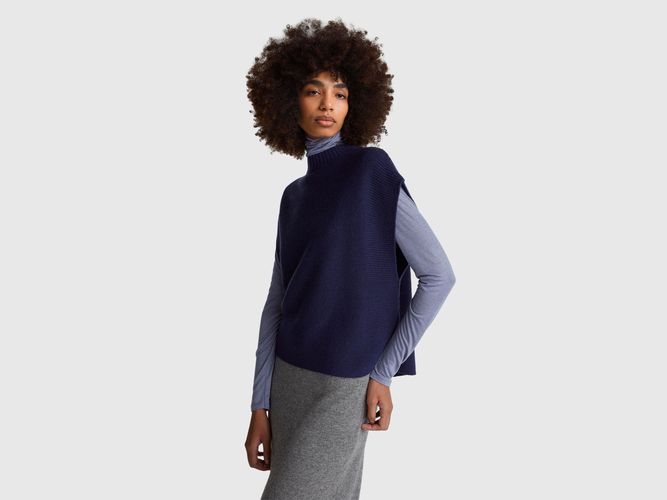 Benetton, Gilet Col Roulé En Laine Mélangée, Taille: L, Bleu Foncé - United Colors of Benetton - Modalova