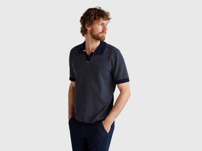 Benetton, Polo Chiné En Pur Coton, taille L, Bleu Foncé - United Colors of Benetton - Modalova