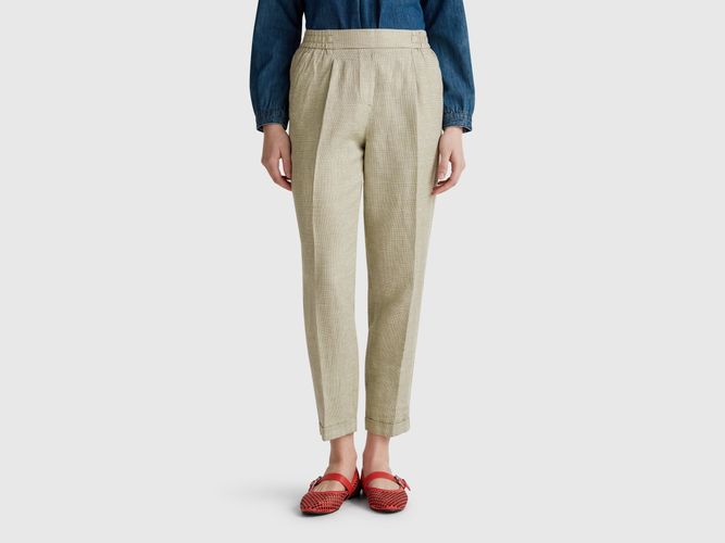 Benetton, Pantalon En Lin Mélangé À Carreaux, taille L - United Colors of Benetton - Modalova