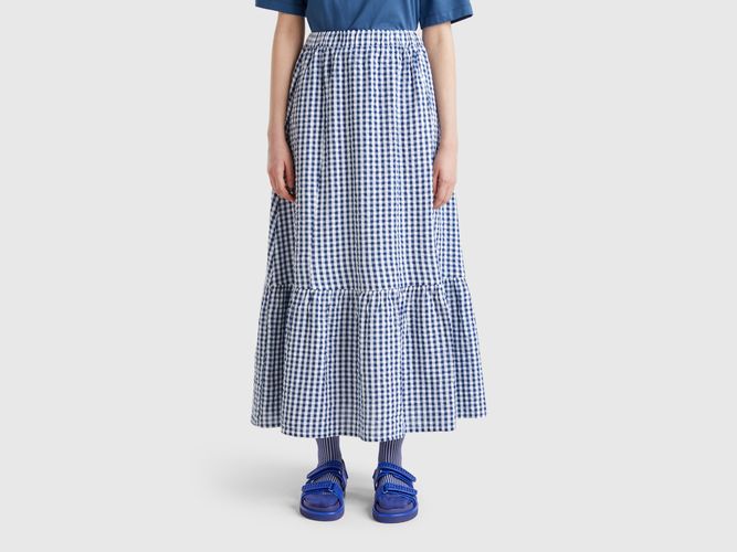 Benetton, Jupe Vichy À Volant, taille L, Bleu Clair - United Colors of Benetton - Modalova