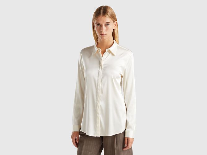 Benetton, Chemise En Satin, taille L, Crème - United Colors of Benetton - Modalova