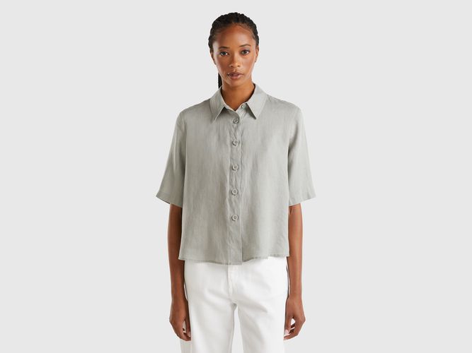 Benetton, Chemise Courte En Pur Lin, taille S, Gris - United Colors of Benetton - Modalova