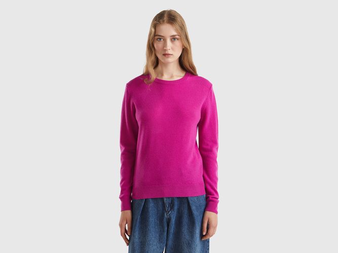 Benetton, Pull Col Rond Fuchsia En Pure Laine Mérinos, taille L, - United Colors of Benetton - Modalova