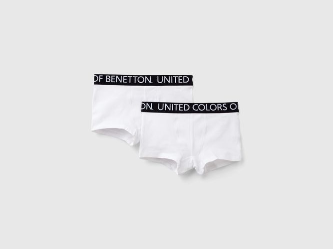 Benetton, Due Boxer Con Elastico Logato, taglia S, Bianco, Bambini - United Colors of Benetton - Modalova