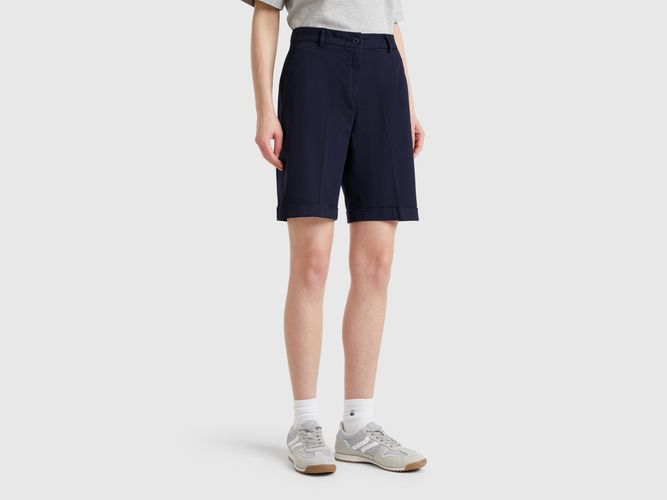 Benetton, Bermuda Avec Revers En Coton Stretch, taille, Bleu Foncé - United Colors of Benetton - Modalova