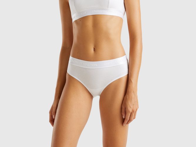 Benetton, Culotte Taille Haute En Coton Stretch, taille L, Blanc - United Colors of Benetton - Modalova