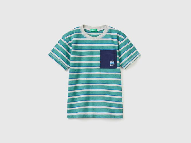 Benetton, Maglietta A Righe Con Taschino, taglia L, Verde, Bambini - United Colors of Benetton - Modalova