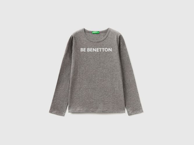 Benetton, T-shirt Manica Lunga 100% Cotone, taglia M, Grigio Scuro, Bambini - United Colors of Benetton - Modalova