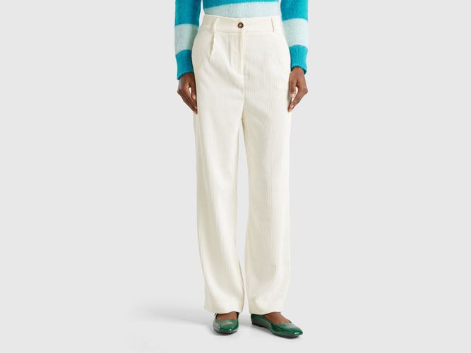 Benetton, Pantalon En Velours À Bords-côtes, taille, Crème - United Colors of Benetton - Modalova