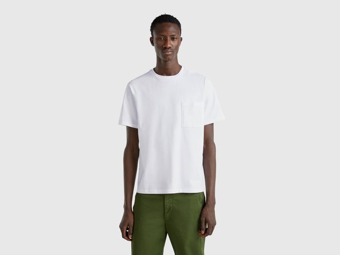 Benetton, T-shirt Blanc En Coton Bio À Petite Poche, taille XXL, Blanc - United Colors of Benetton - Modalova