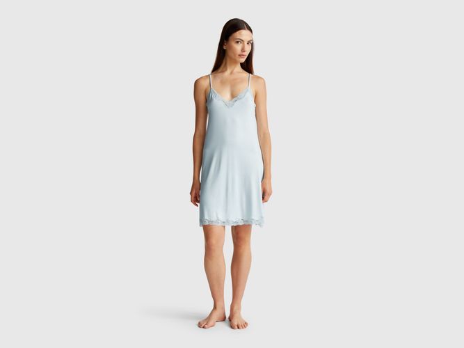 Benetton, Chemise De Nuit Avec Détails En Dentelle, taille XXS, Bleu Ciel - United Colors of Benetton - Modalova