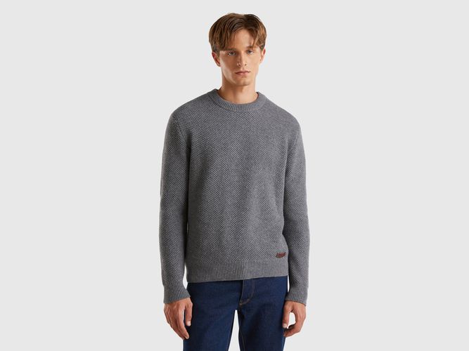 Benetton, Pull À Col Rond En Laine Mélangée, taille XXL, Gris Foncé - United Colors of Benetton - Modalova