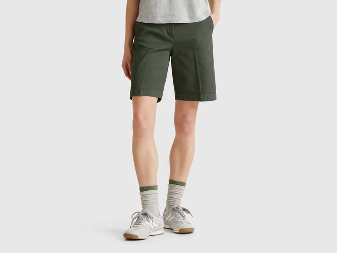 Benetton, Bermuda Avec Revers En Coton Stretch, taille, Kaki - United Colors of Benetton - Modalova