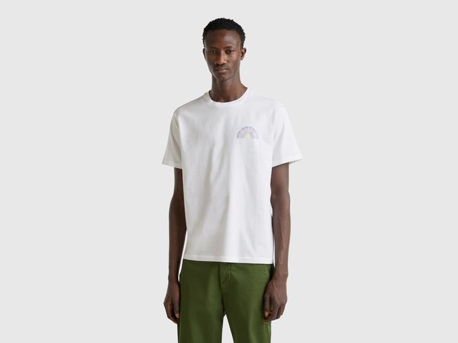 Benetton, T-shirt En Coton Blanc Avec Logo Multicolore, taille XXL, Blanc - United Colors of Benetton - Modalova