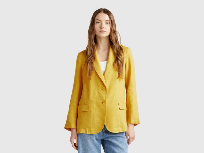 Benetton, Blazer En Pur Lin, taille, Moutarde - United Colors of Benetton - Modalova