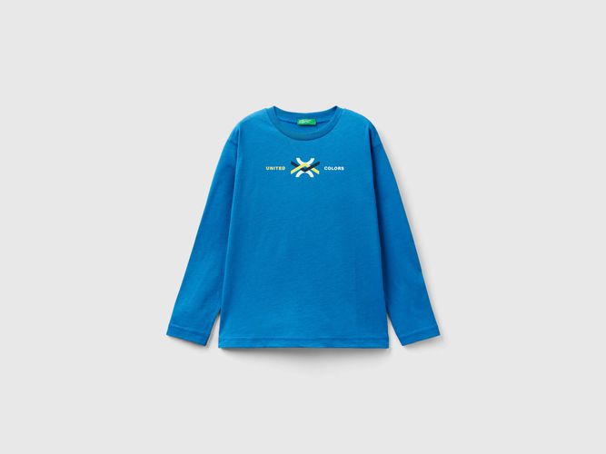 Benetton, T-shirt Manica Lunga In Cotone Bio, taglia 3XL, Blu, Bambini - United Colors of Benetton - Modalova