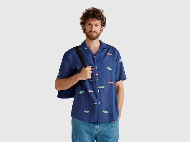 Benetton, Chemise Avec Imprimé Surf, taille XXL, Bleu Foncé - United Colors of Benetton - Modalova