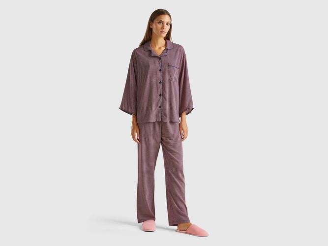 Benetton, Pyjama À Motif En Pure Viscose, taille L, Multicolore - United Colors of Benetton - Modalova