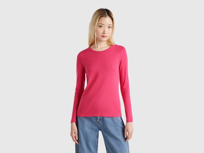 Benetton, T-shirt À Manches Longues En Pur Coton, taille M, Fraise - United Colors of Benetton - Modalova