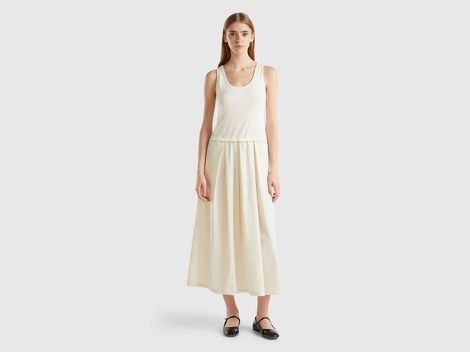 Benetton, Robe Midi En Coton, taille L, Crème - United Colors of Benetton - Modalova