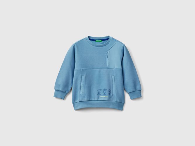 Benetton, Felpa Con Tasche, taglia 116, Azzurro, Bambini - United Colors of Benetton - Modalova