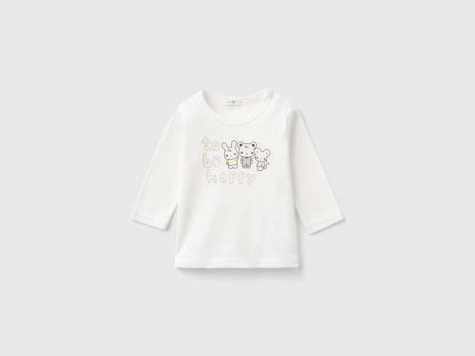 Benetton, T-shirt Manica Lunga 100% Cotone Bio, taglia 50, Bianco Panna, Bambini - United Colors of Benetton - Modalova