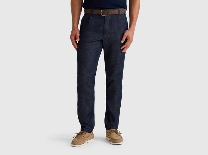Benetton, Chino Coupe Slim En Chambray, taille 42, Bleu - United Colors of Benetton - Modalova