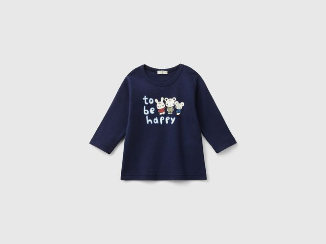 Benetton, T-shirt Manica Lunga 100% Cotone Bio, taglia 50, Blu Scuro, Bambini - United Colors of Benetton - Modalova