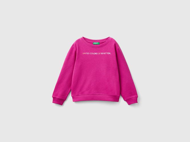 Benetton, Felpa 100% Cotone Bio Con Logo, taglia 104, Fucsia, Bambini - United Colors of Benetton - Modalova