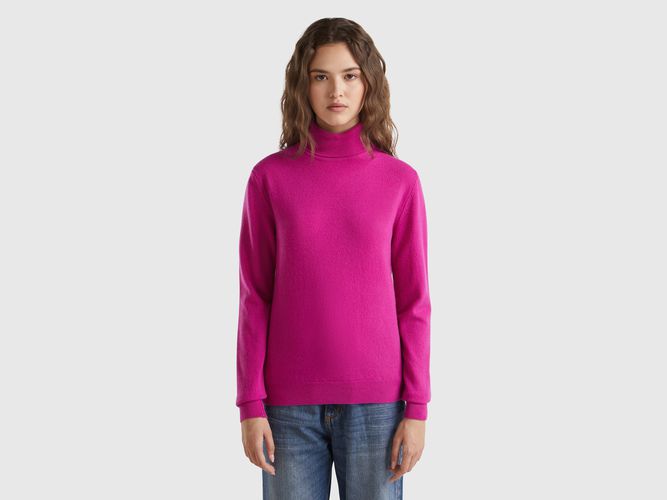 Benetton, Pull Col Montant Fuchsia En Pure Laine Mérinos, taille L, - United Colors of Benetton - Modalova