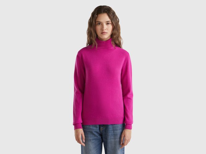 Benetton, Pull Col Montant Fuchsia En Pure Laine Mérinos, taille S, - United Colors of Benetton - Modalova