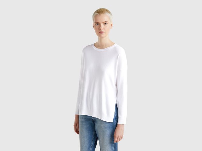 Benetton, Pull Over-fit En Coton, taille L, Blanc - United Colors of Benetton - Modalova