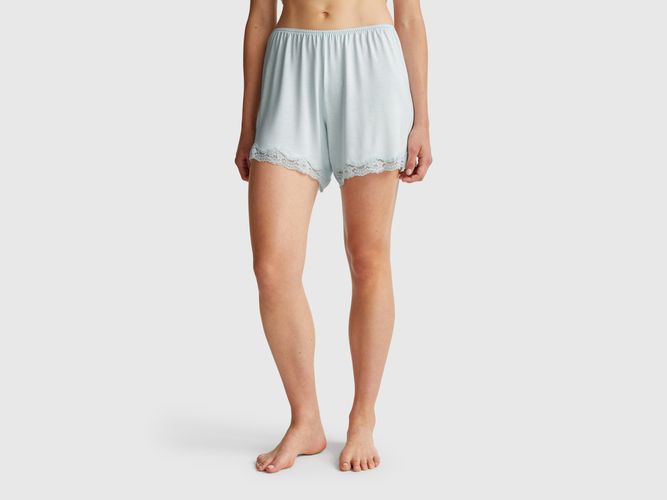 Benetton, Short Fluide Avec Dentelle, taille L, Bleu Ciel - United Colors of Benetton - Modalova