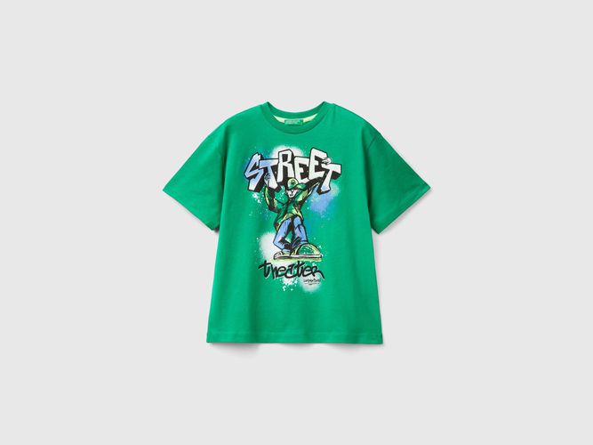 Benetton, Maglietta Con Stampa Graffiti, taglia 2XL, Verde, Bambini - United Colors of Benetton - Modalova