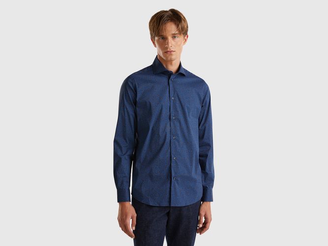 Benetton, Chemise Ajustée À Motif, taille XXL, Bleu Foncé - United Colors of Benetton - Modalova