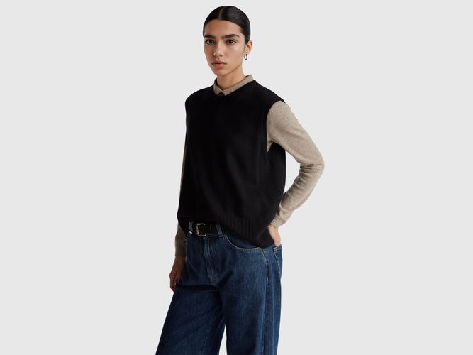 Benetton, Gilet En Mélange De Laine Et De Viscose, Taille: XL, Noir - United Colors of Benetton - Modalova