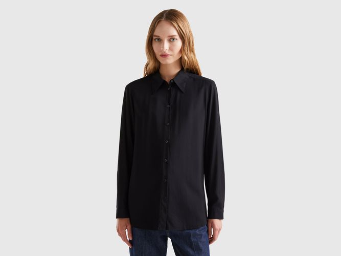 Benetton, Chemise Coupe Regular En Viscose, taille L, Noir - United Colors of Benetton - Modalova