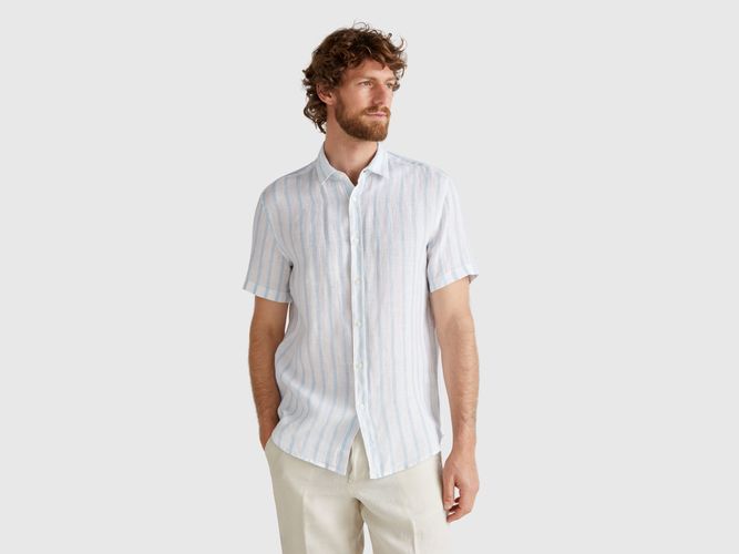 Benetton, Chemise À Manches Courtes En Pur Lin, taille XXL, Blanc - United Colors of Benetton - Modalova