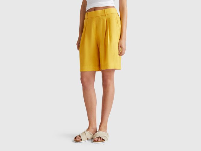Benetton, Bermuda 100% Lin, taille L, Moutarde - United Colors of Benetton - Modalova