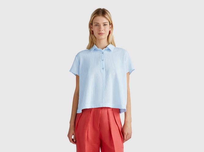 Benetton, Chemise Légère À Manches Courtes, taille L, Bleu Ciel - United Colors of Benetton - Modalova