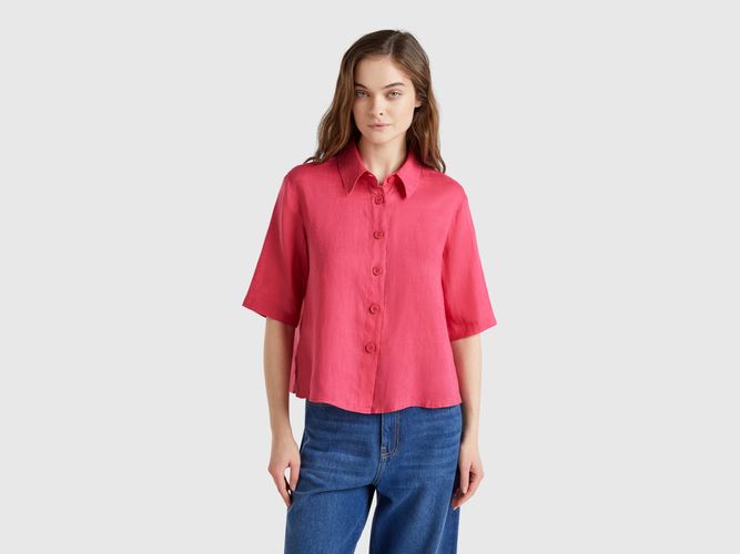 Benetton, Chemise Courte En Pur Lin, taille L, Fraise - United Colors of Benetton - Modalova